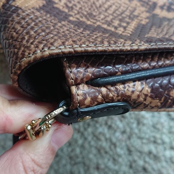 Coach Brown/Beige Python Embossed Leather Mini Ruby Bag - Picture 9 of 12